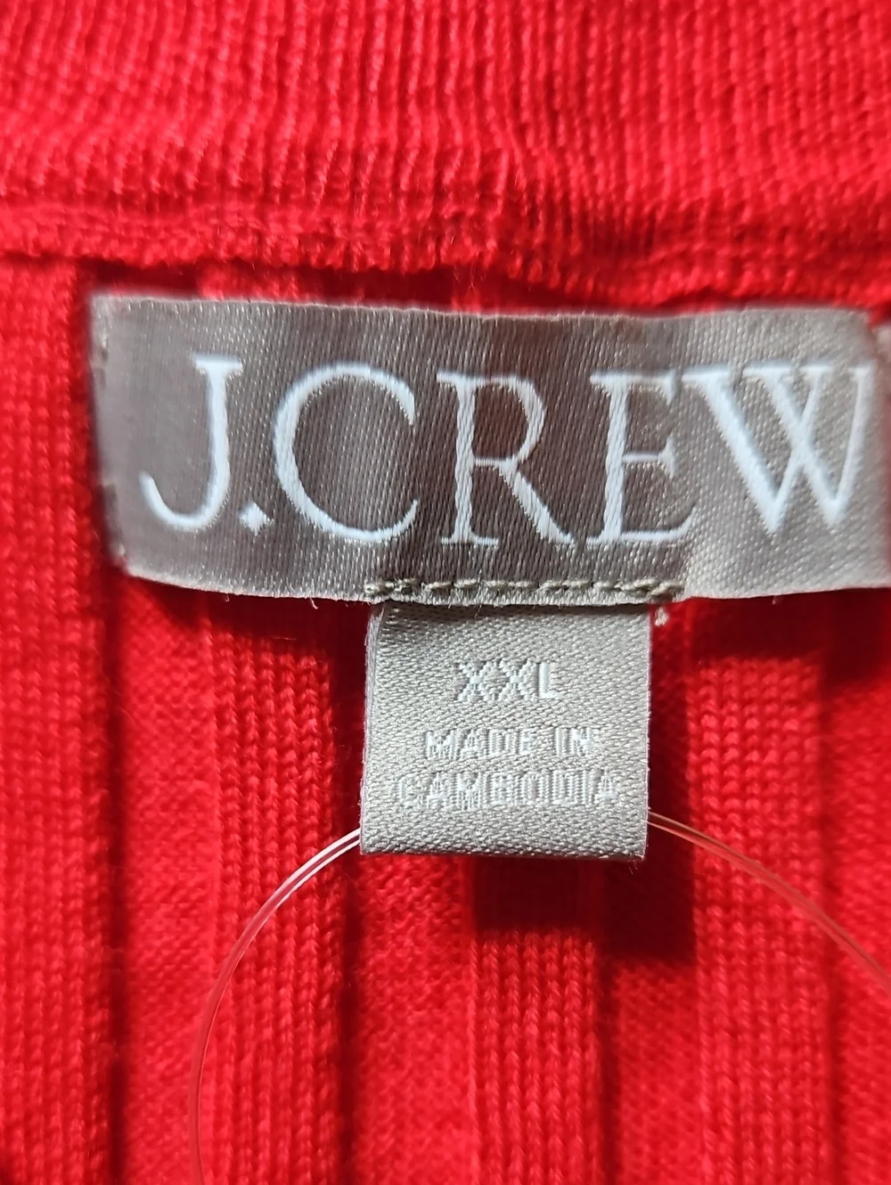 J Crew High V Neck Wide Rib Sweater Red NEW XXL Stretch 100% Merino Wool 2026